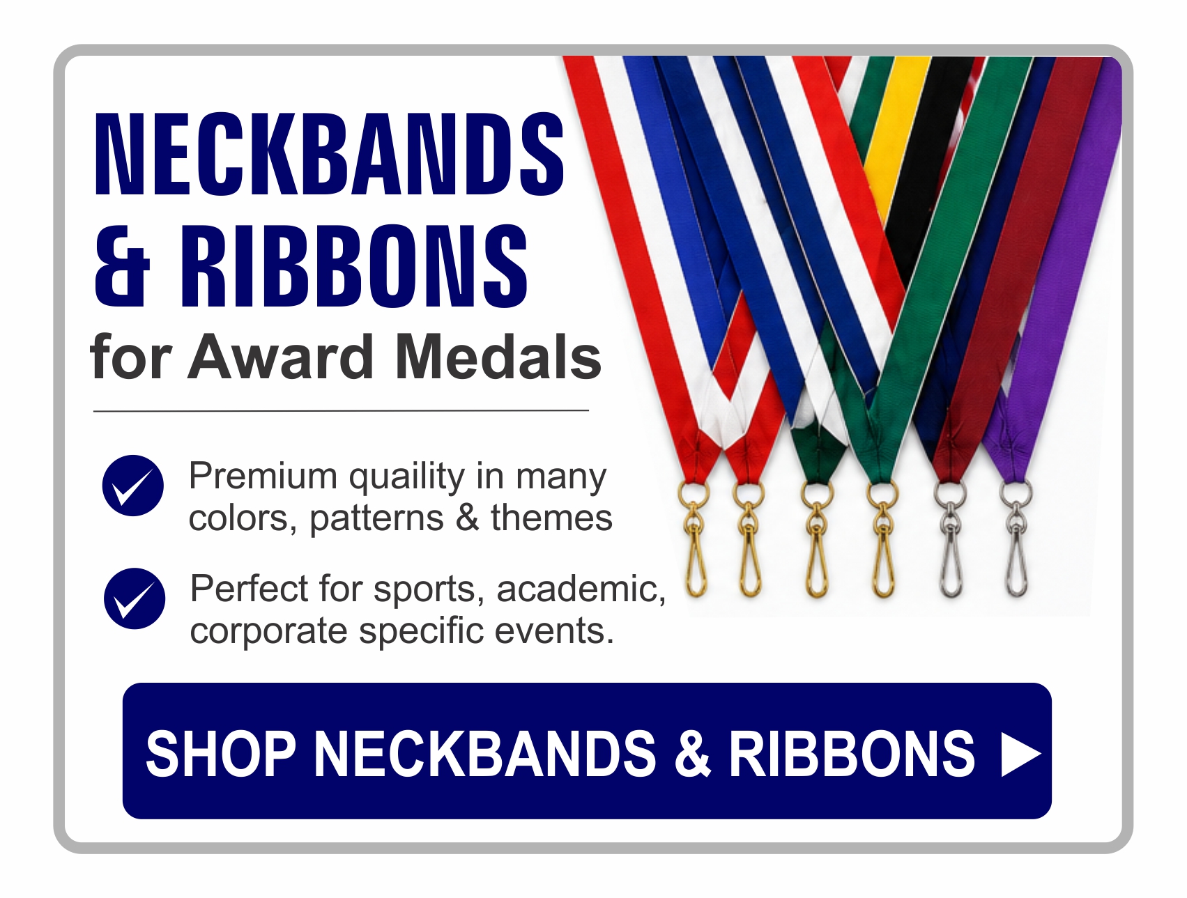 Neckbands and ribbons for award medals